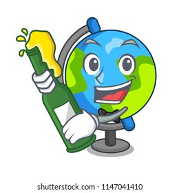 With beer globe mascot cartoon style