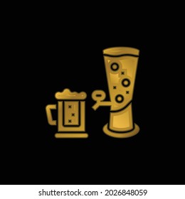 Beer gold plated metalic icon or logo vector