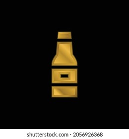 Beer gold plated metalic icon or logo vector