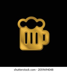 Beer gold plated metalic icon or logo vector