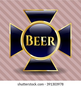 Beer golden badge or emblem