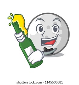 With beer golf ball mascot cartoon