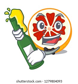 With beer grapefruit in a mascot wooden bowl