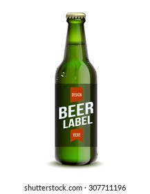 beer in a green bottle isolated on white background