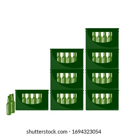 beer in green crate illustration on white
