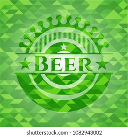  Beer green emblem. Mosaic background