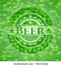 Beer green emblem with mosaic background