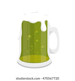beer green irish ireland traditional alcholo foam glass vector illustration isolated