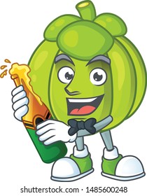 With beer green pumpkin on the cartoon character