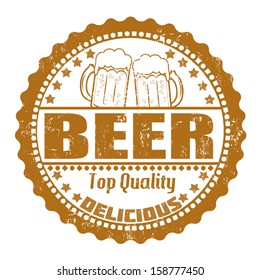  Beer grunge rubber stamp on white, vector illustration