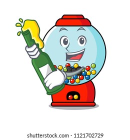 With beer gumball machine mascot cartoon