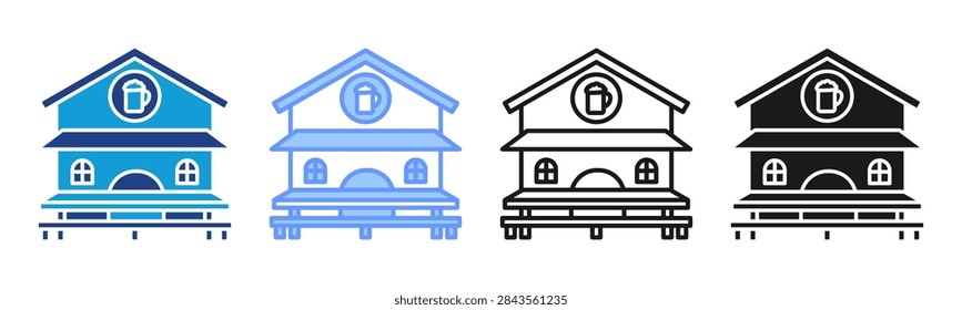 Beer Hall icon set multiple style collection