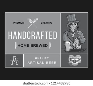 Beer hand crafted  home brewed white on black is a vector illustration about drinking