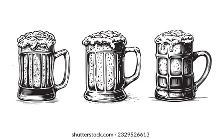 Beer  hand drawn illustrations, vector.	
