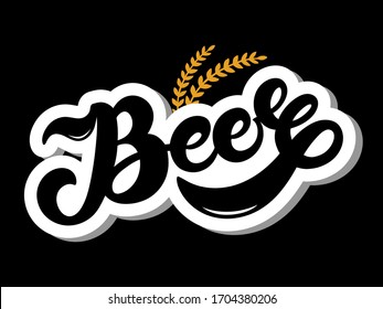 Beer. Hand drawn lettering. Vector illustration. Best for restaurant or pub design