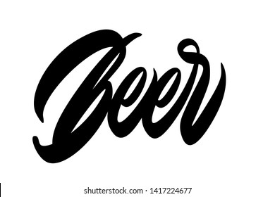 Beer hand drawn vector lettering design. Comics style. 