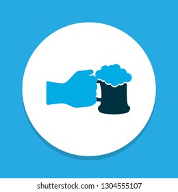 Beer in hand icon colored symbol. Premium quality isolated drink element in trendy style.