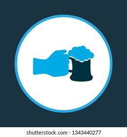 Beer in hand icon colored symbol. Premium quality isolated drink element in trendy style.