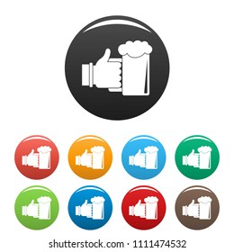 Beer in hand icon. Simple illustration of beer in hand vector icons set color isolated on white