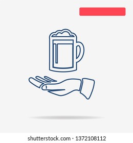 Beer and hand icon. Vector concept illustration for design.
