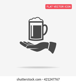 Beer and hand icon. Vector concept illustration for design.
