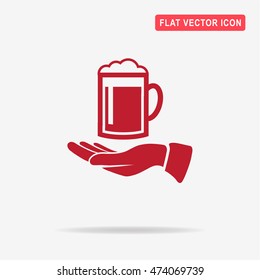 Beer and hand icon. Vector concept illustration for design.