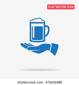 Beer and hand icon. Vector concept illustration for design.