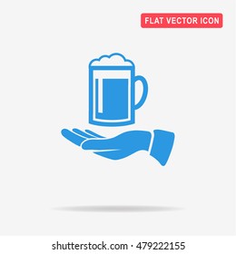 Beer and hand icon. Vector concept illustration for design.