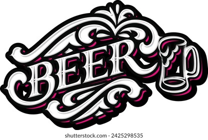 Beer Hand Lettering Typography Vector