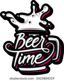 Beer Hand Lettering Typography vector template