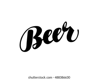 Beer handmade lettering, calligraphy. Vector illustration
