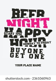 Beer happy hour night flyer poster social media post design