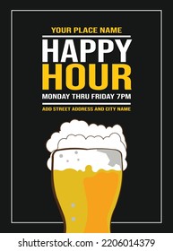 beer happy hour party poster flyer social media post design