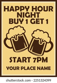 beer happy hour poster flyer social mdia post design