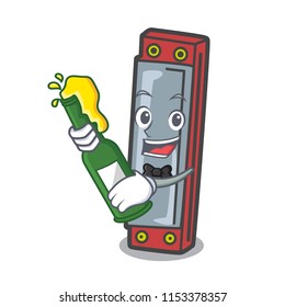 With beer harmonica mascot cartoon style