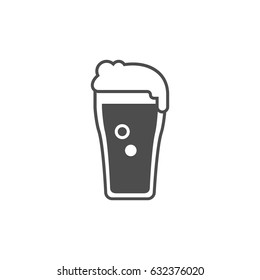 Beer with head or collar in the glass icon.