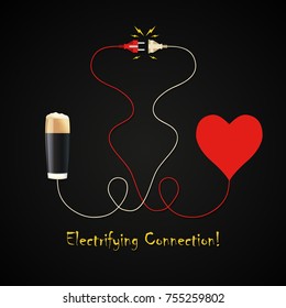 Beer and heart electrifying connection