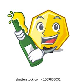 With beer heptagon stick on the cartoon door