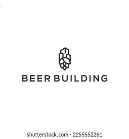 beer hop and building logo design vector illustration	