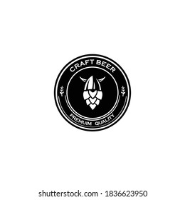 Beer hop logo .label, badge for bar, beer festival, brewery. Isolated on white background.