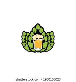 Beer hop logo .label, badge for bar, beer festival, brewery. Isolated on white background.