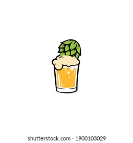 Beer hop logo .label, badge for bar, beer festival, brewery. Isolated on white background.