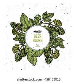 Beer hop vertical banner collection. Engraved style illustration. Vintage beer design templates. Vector illustration