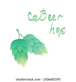 Beer Hops cartoon style graphic illustration or logo for beer, stout, ale, lager, bitter labels, packaging. Vector icon isolated on white background. Hop is a herb plant which is used in the brewery.