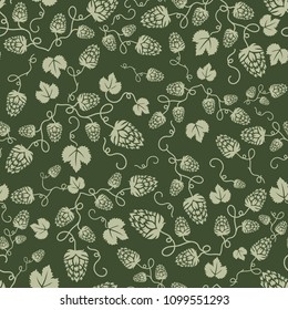 Beer Hops Ornamental Seamless Pattern. Beverage, Textile, Wallpaper Print. 