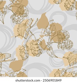 Beer Hops Pattern. Hand-Drawn Hop Seamless Beer Background beautiful floral pattern