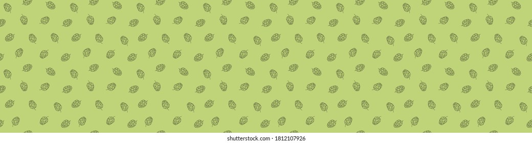 Beer hops seamless pattern on green pattern. hops seamless pattern. ornament for fabrics,textiles,paper,wallpaper,wrapping paper,web pages.hops for web or pub menu,poster.hops pattern web banner