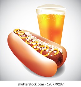 Beer and hot dog EPS 10 vector, grouped for easy editing.