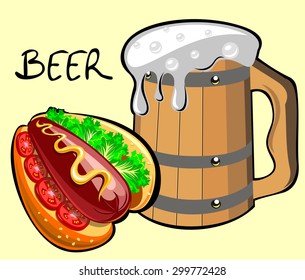 Beer and hotdog