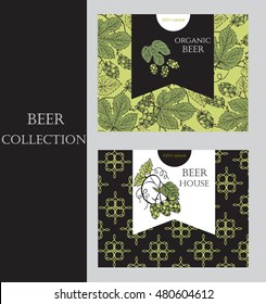 Beer house background. Hops vector visual graphic, ideal for labels and packaging. 